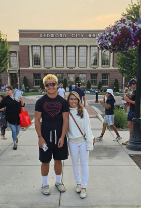 Raven with her son near Redmond City Hall